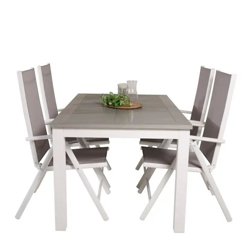 Albany Dining Table 152/210*90 - White Alu / Grey Aintwood+B Vit/Grå
