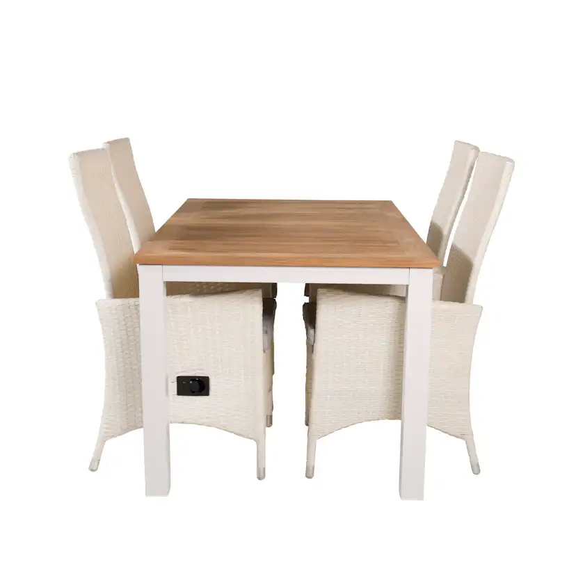 Panama Dining Table 152/210*90 - White Alu / Teak+Padova Arm Blanka Ben