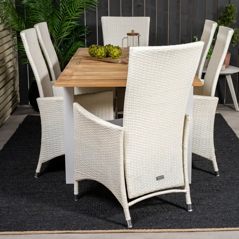 Panama Dining Table 152/210*90 - White Alu / Teak+Padova Arm Blanka Ben