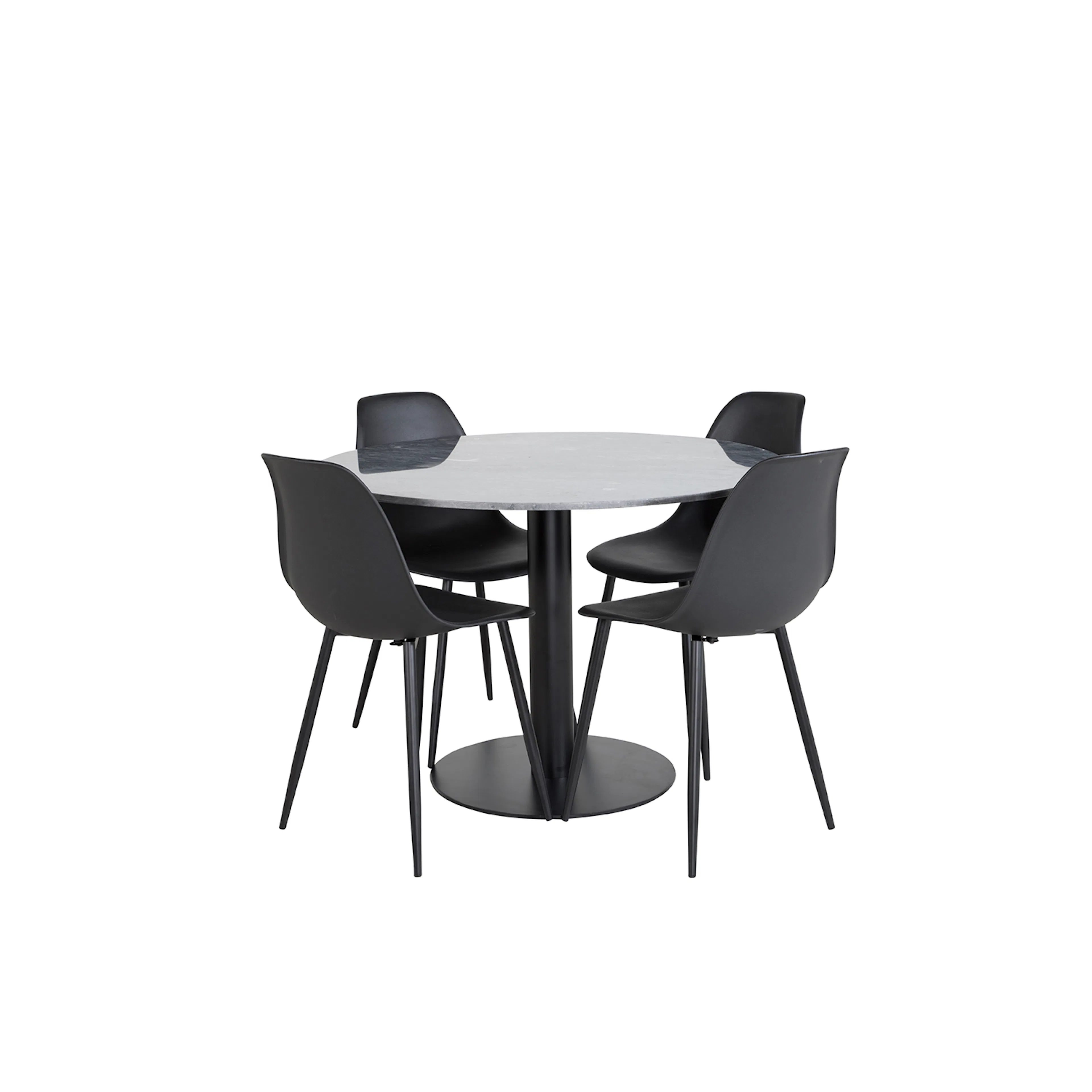 Estelle Round Dining Table ø106 +Polar Plastic Dining Chair Svart