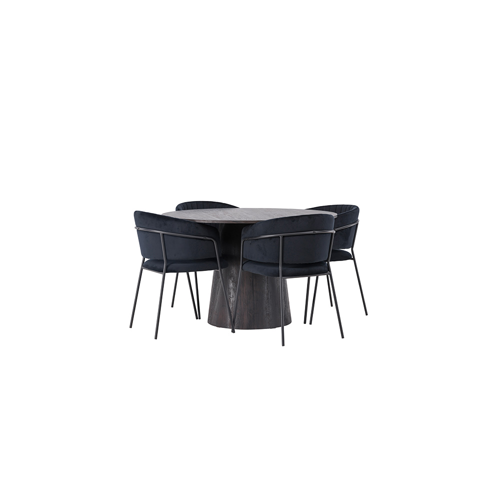 Matgrupp Venture Home Lanzo Ø120 cm med 4 st Selma stolar