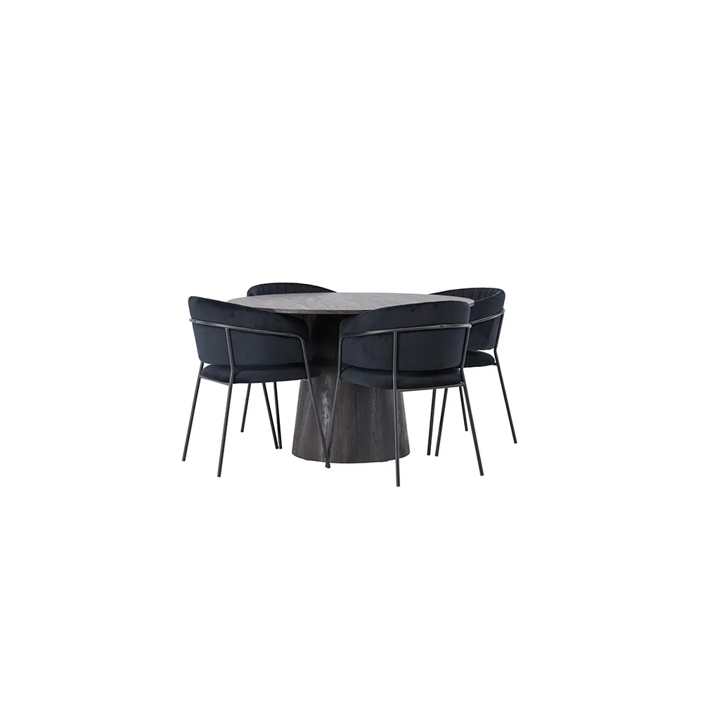 Matgrupp Venture Home Lanzo Ø120 cm med 4 st Selma stolar