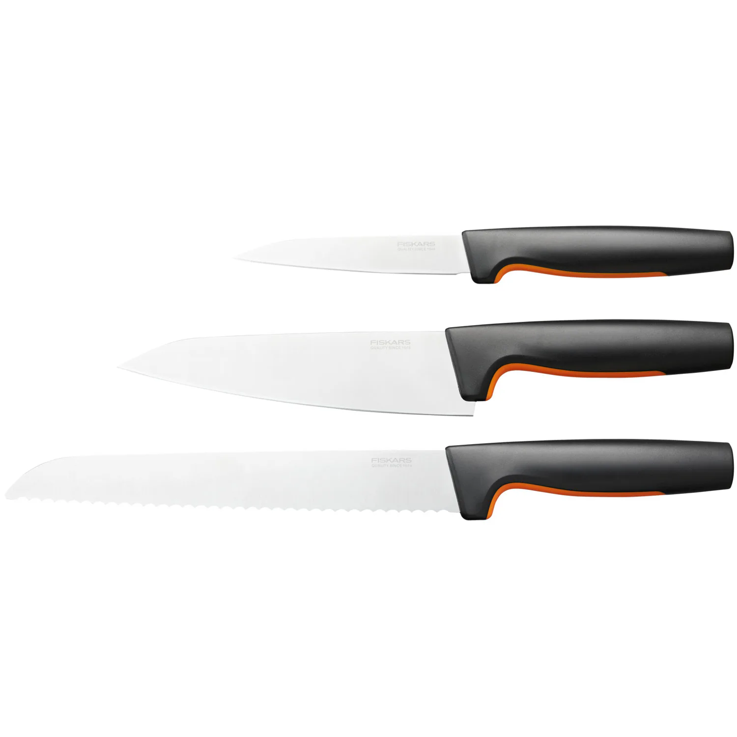 Knivset Fiskars Functional Form 3 Delar Brödkniv, Stor Kockkniv och Grönsakskniv