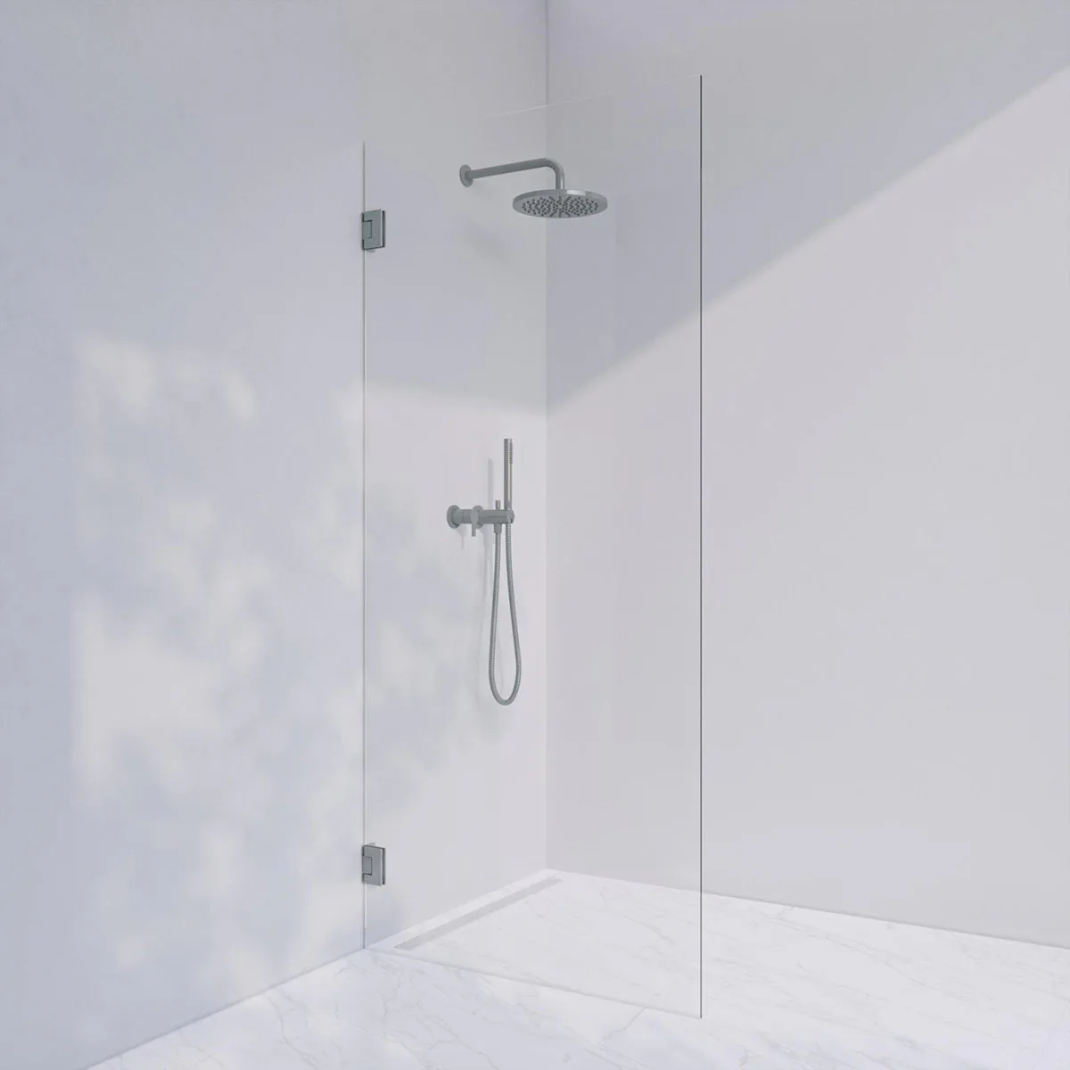 Invitrea Flair GH2/Högerhängd/80/Frostad stål/Klart glas Glastyp: Klarglas, Profil: Frostad stål, Hängning: Högerhängd, Bredd: 800 mm