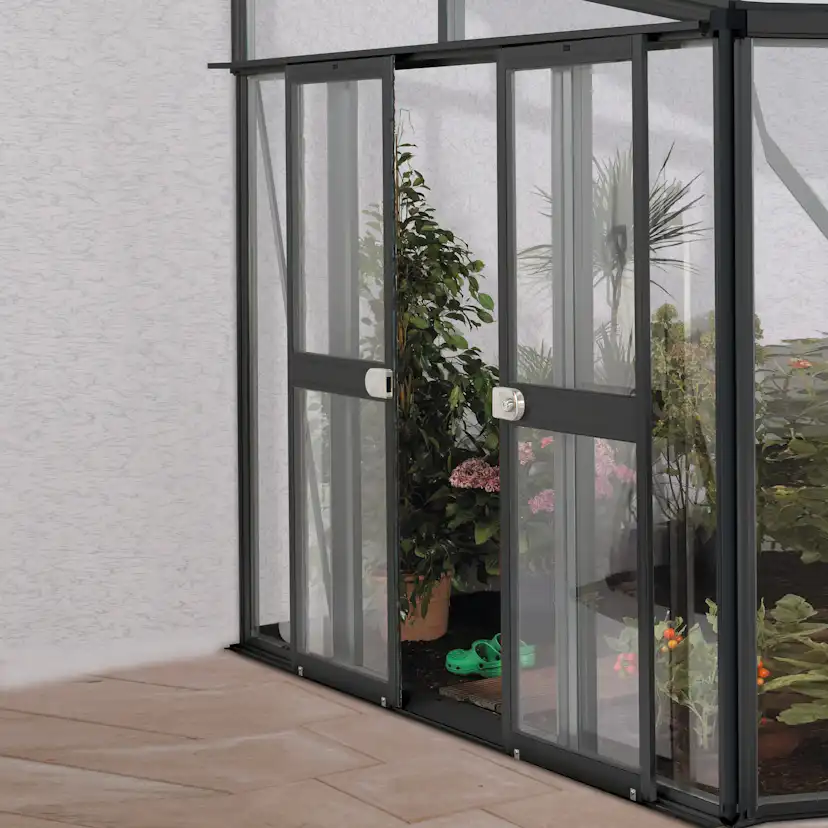 Dörrar Vitavia Helena Dubbeldörrar med Glas Antracit för Växthus