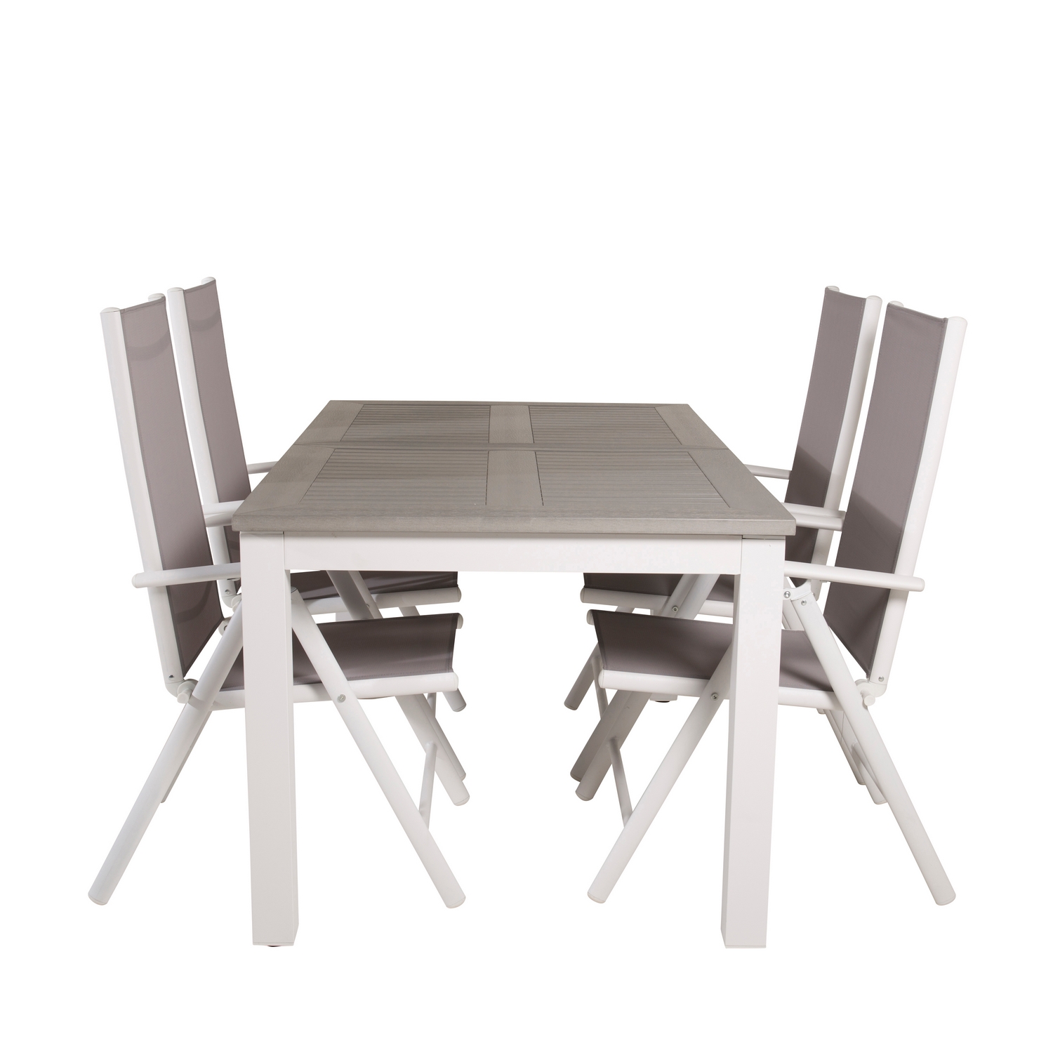 Albany Dining Table 152/210*90 - White Alu / Grey Aintwood+B Vit/Grå