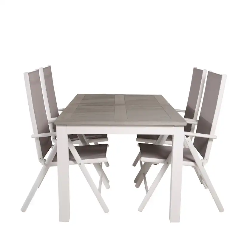 Albany Dining Table 152/210*90 - White Alu / Grey Aintwood+B Vit/Grå
