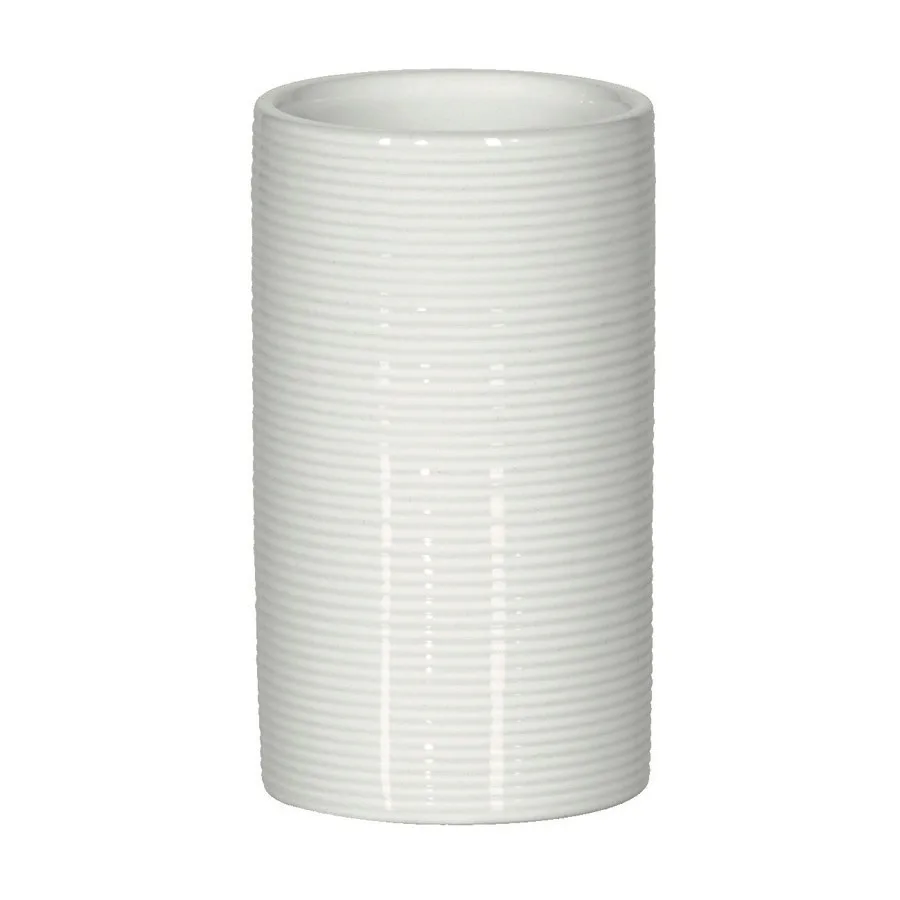 Tandborstmugg Tube ribbed white Vit Ribbad