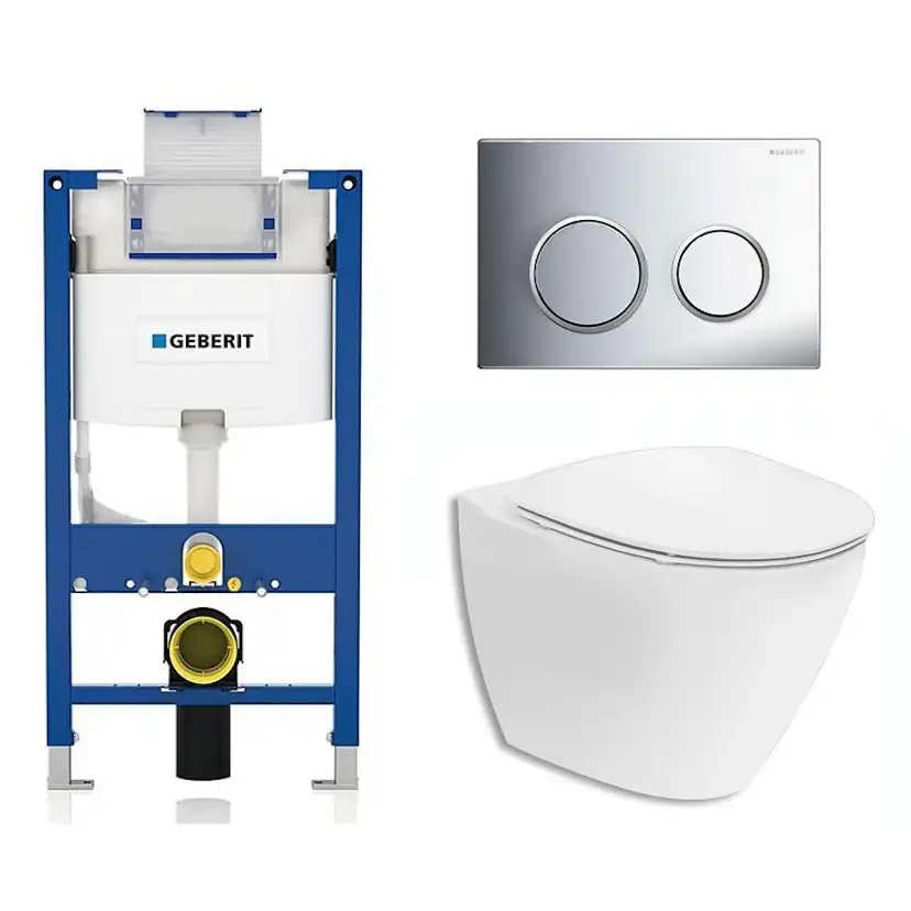 Vägghängd Toalettstol Ifö Spira Art 6245 Rimfree med Geberit DuoFix Omega 82 cm Komplett