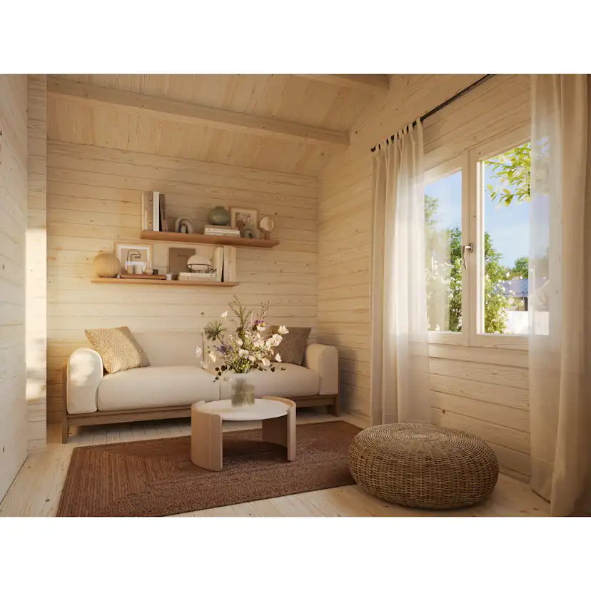 Fritidshus Palmako Sandra 38,6 m² Komplett Stuga med Altan & Sadeltak