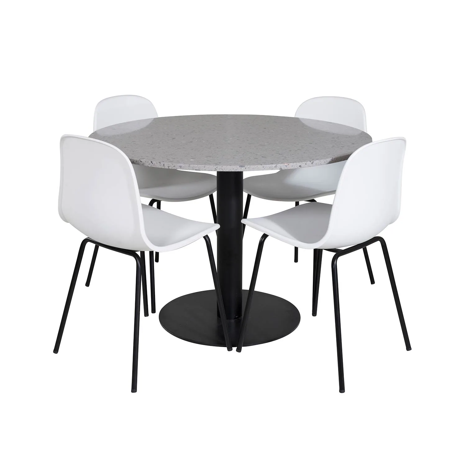 Razzia Table - Grey / Black+Arctic Chair - - White Plastic_4 Grå/Svart/Vit