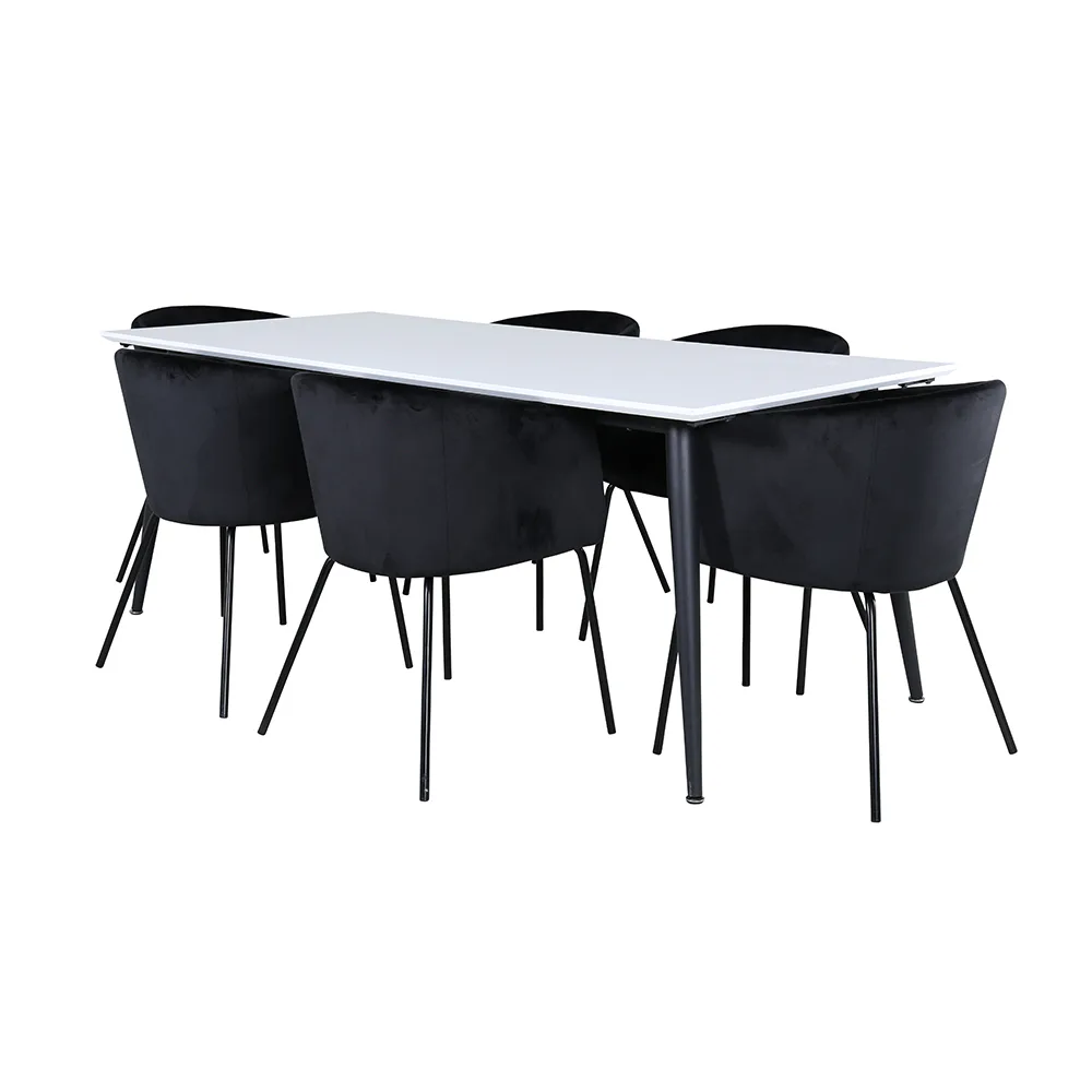 Matgrupp Venture Home Jolie med 6 Bergen Stolar Sammet