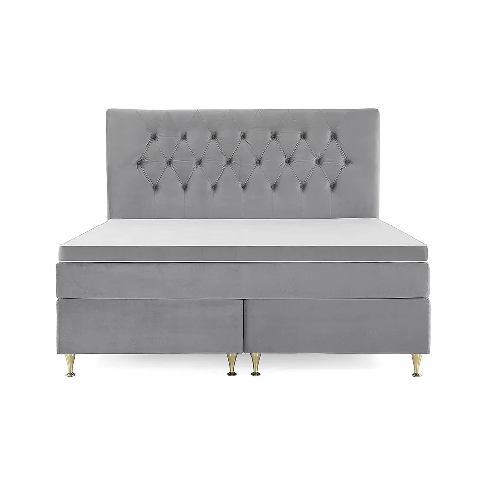 Royal Velvet Komplett Sängpaket 180x200 Ljusgrå, Låga guldben