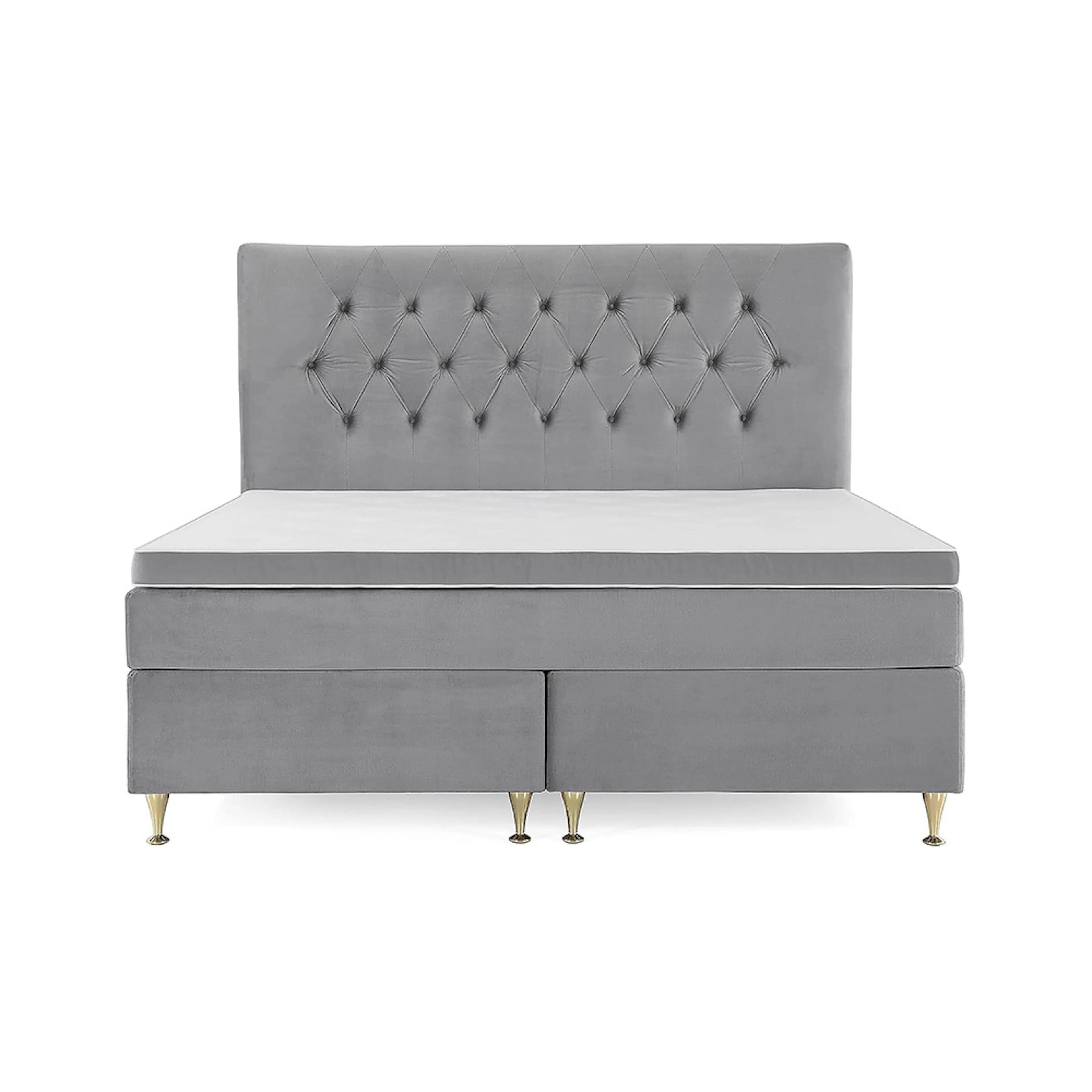 Royal Velvet Komplett Sängpaket 180x200 Ljusgrå, Låga guldben