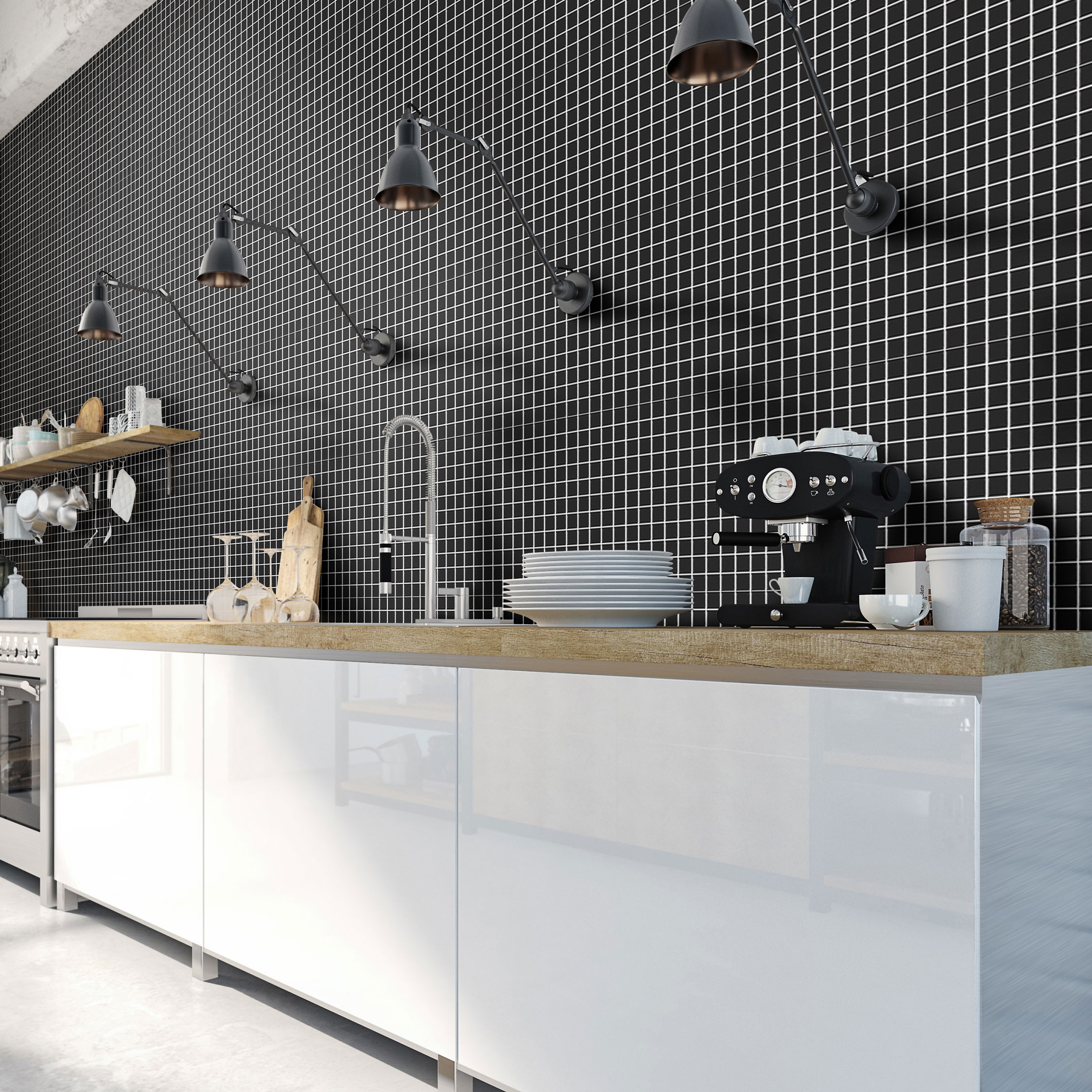 Klinkermosaik Arredo Titan Svart Matt 3x3 cm