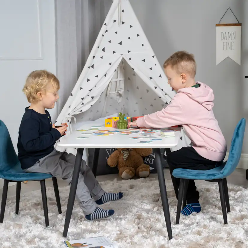 Polar Dining Table 80*60 XXS - White / Black+Polar dining Ch Blå/Svart