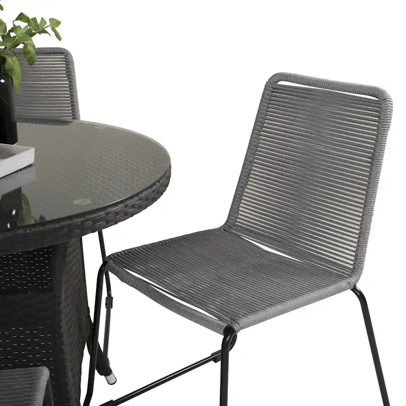 Matgrupp Venture Home Virda Ø 90 med 4 Leon Matstolar