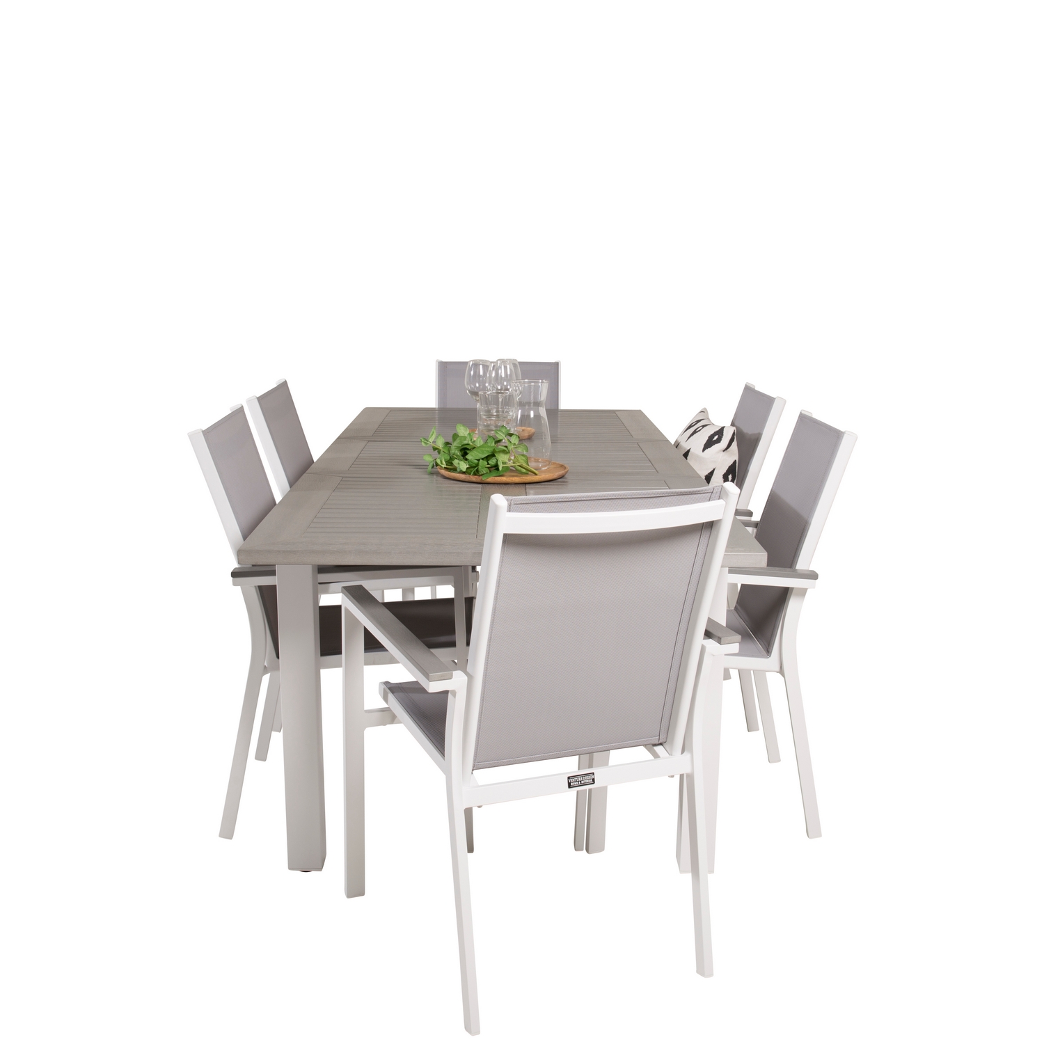 Albany Dining Table 152/210*90 - White Alu / Grey Aintwood+P Vit/Grå