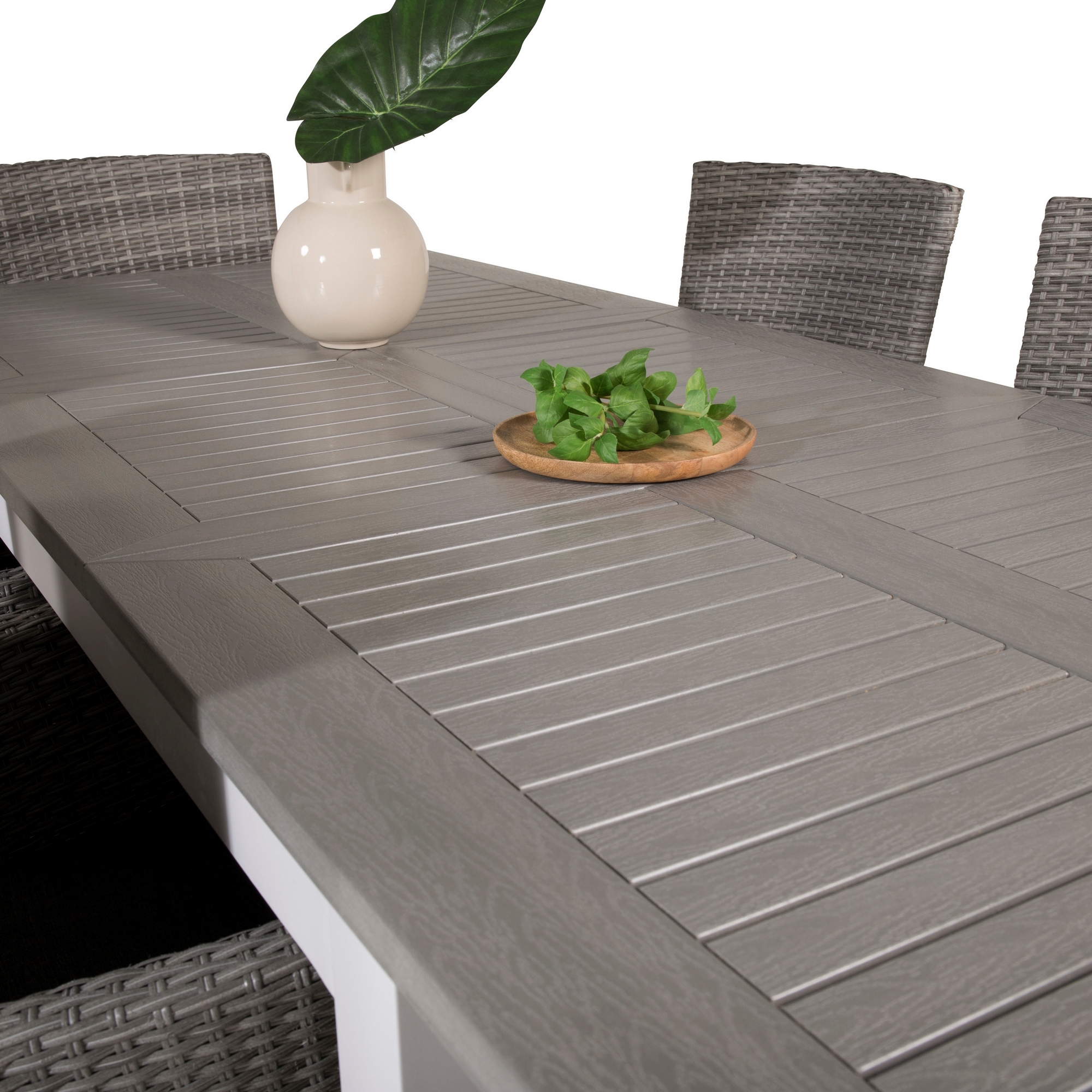 Albany Dining Table 152/210*90 - White Alu / Grey Aintwood+M Grå