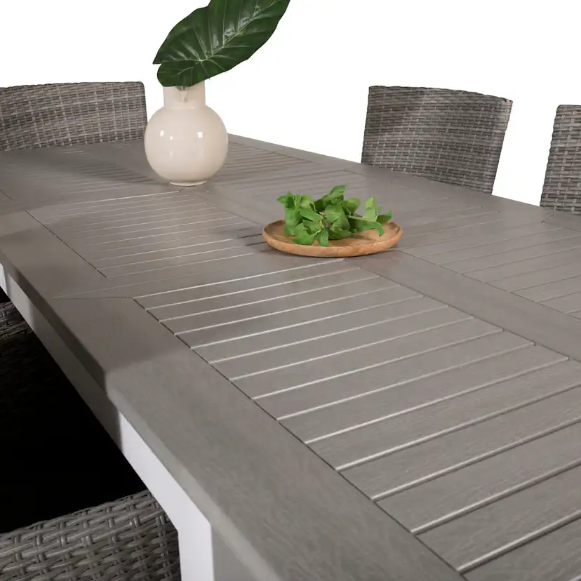 Albany Dining Table 152/210*90 - White Alu / Grey Aintwood+M Grå