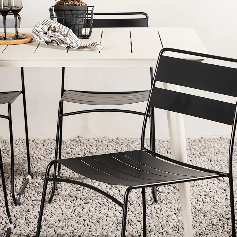 Lina Dining Table - Beige - 200*90 _1+ Lina Dining Chair - B Beige/Svart
