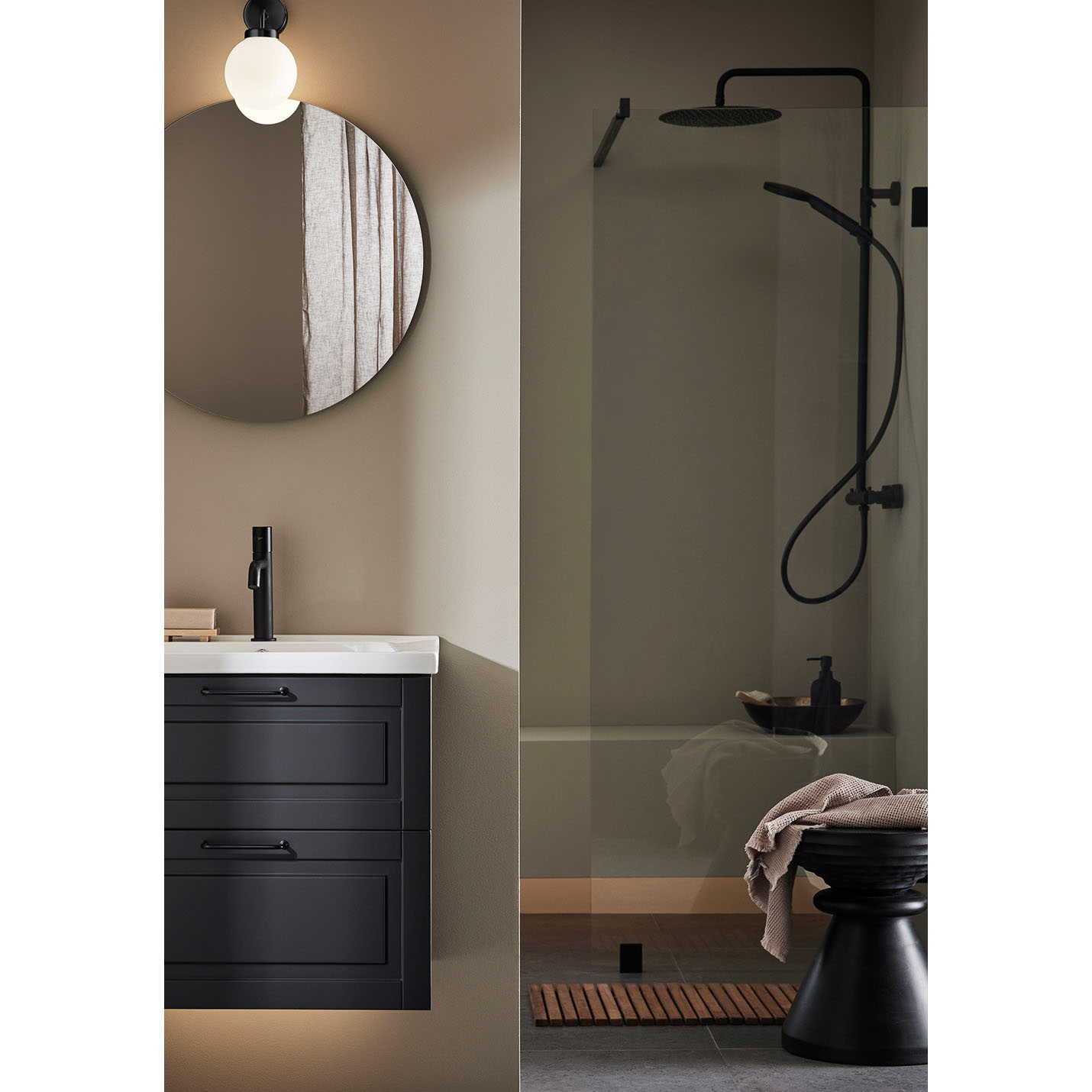 DUSCHVÄGG INFINITY 80 SVART Svart , Bredd: 784 mm