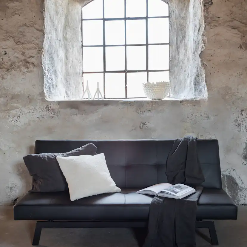 Bäddsoffa Venture Home Bodil Svart Konstläder 2-sitssoffa 180x80x55 cm 1 Sovplats