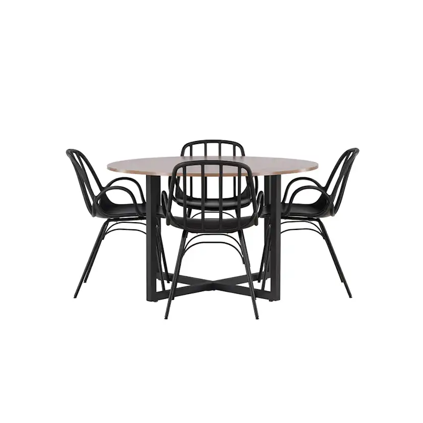 Matgrupp Venture Home Durango Ø 120 cm med 4 Dyrön Stolar