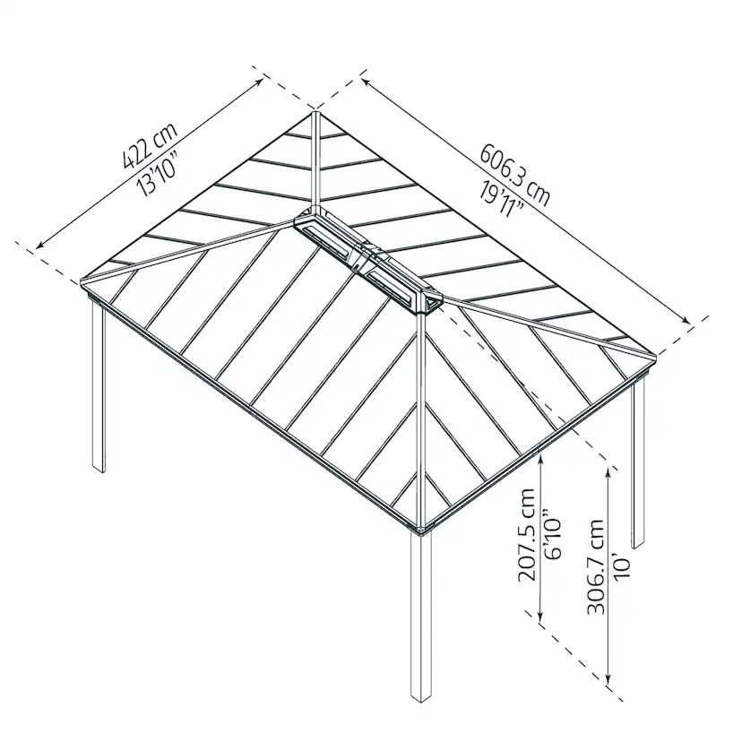 Paviljong Canopia By Palram Dallas 4,2 x 6m Antracitgrå