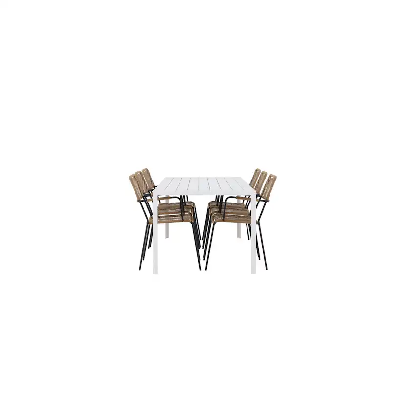Break Dining Table - White / White Aintwood +Lindos - Armch Trädgårdsgrupp Venture Home Break med 6 Lindos Karmstolar