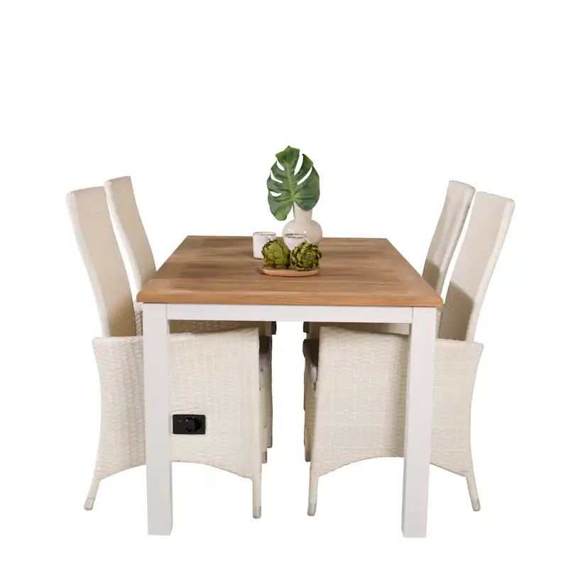 Panama Dining Table 152/210*90 - White Alu / Teak+Padova Arm Blanka Ben