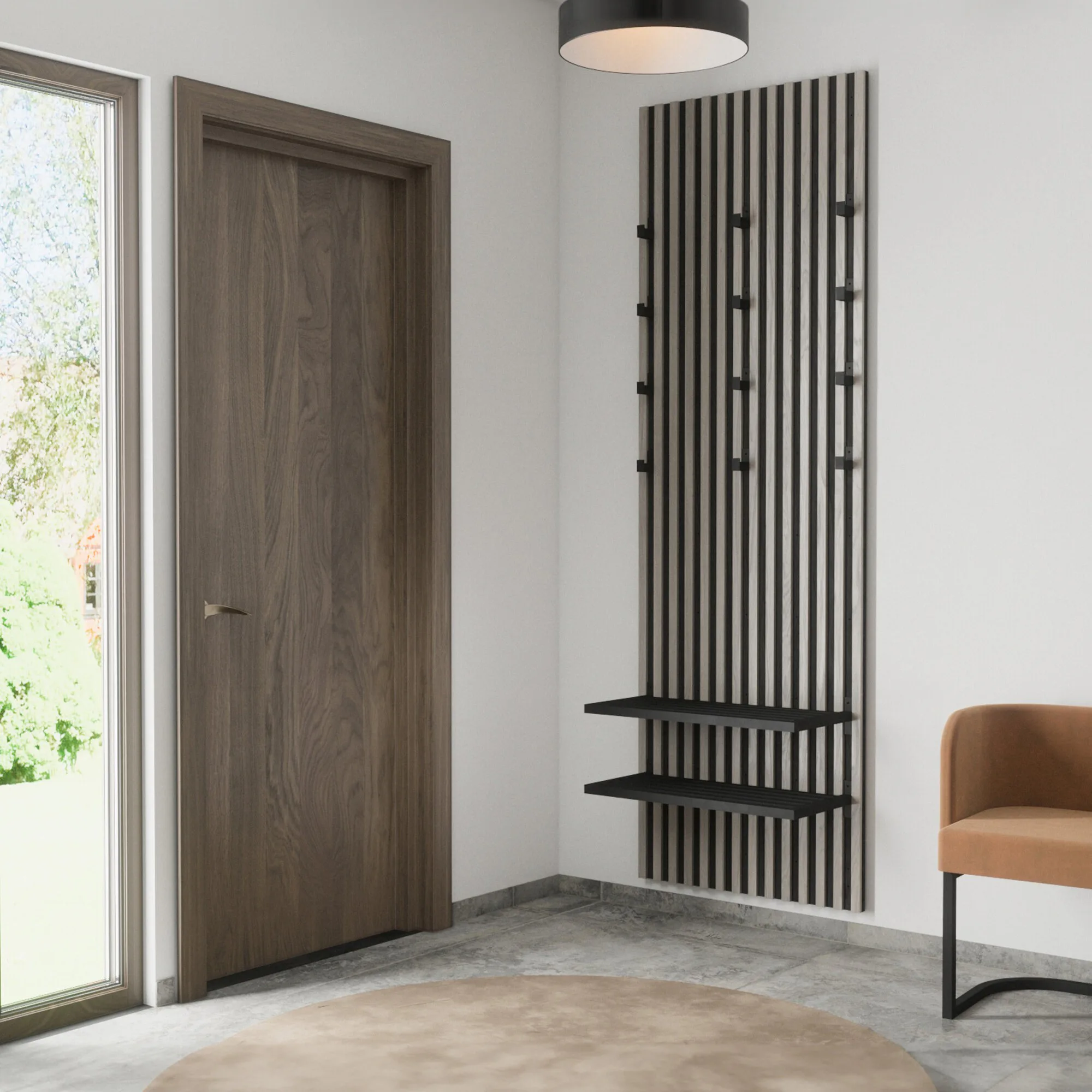 Nimes Industrial Wall 73x3x114cm - Black/Whitewash / MDF Vitpigmenterad Ek
