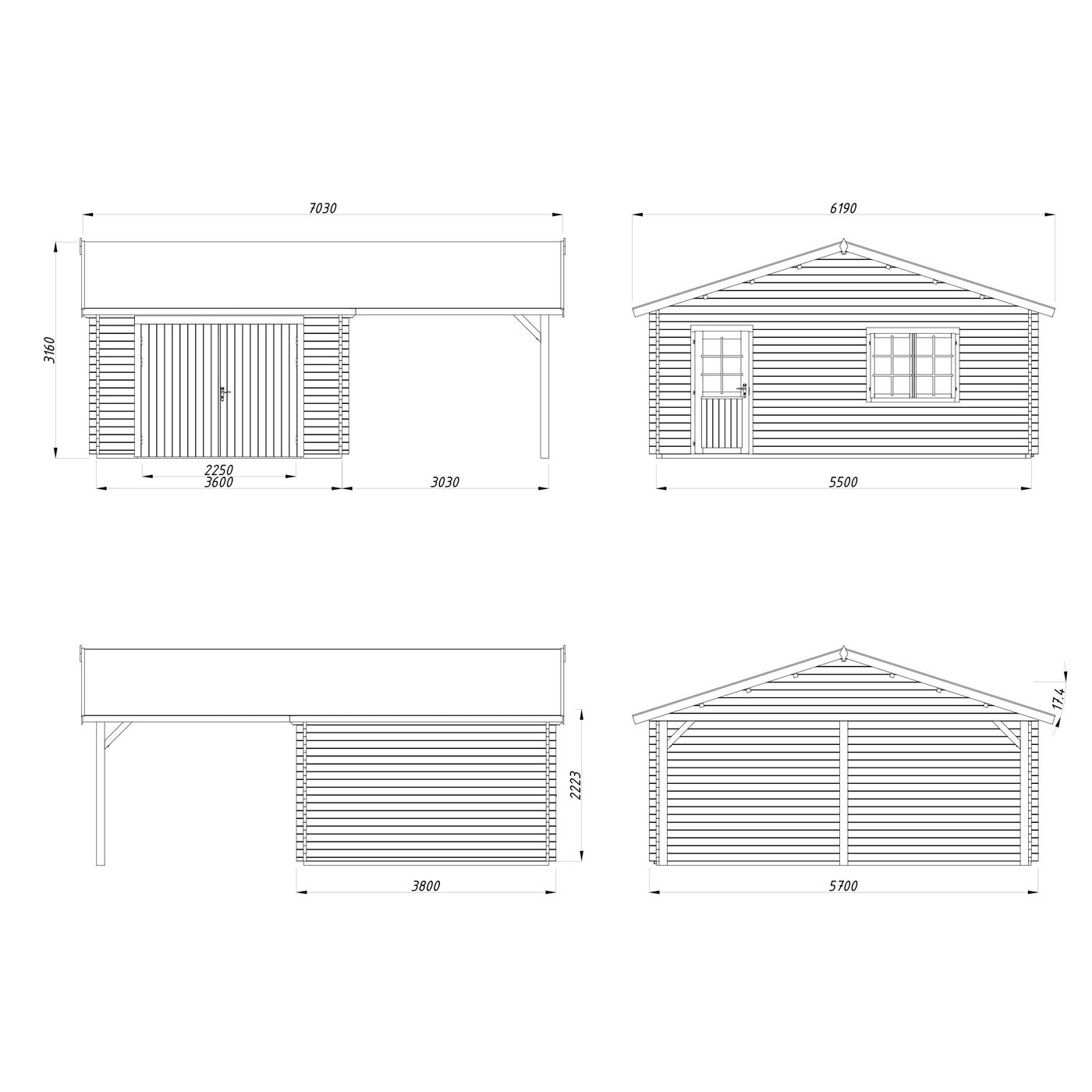 Roger 19,0+16,2 m2 with wooden gate NO Obehandlad