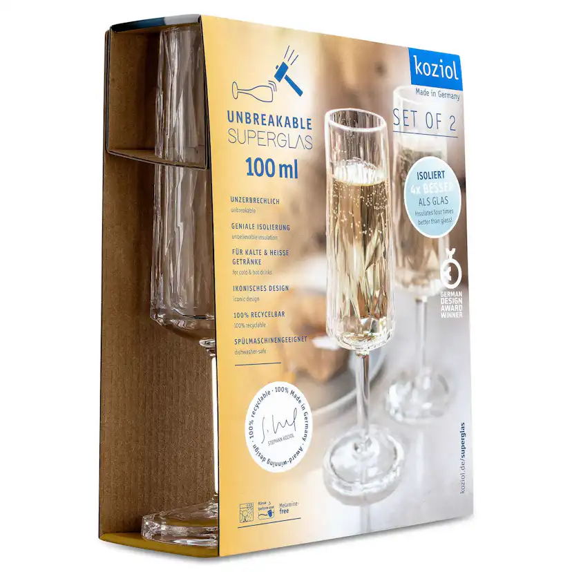 Champagneglas Koziol Club No. 14 100 ml Crystal Clear 2-pack