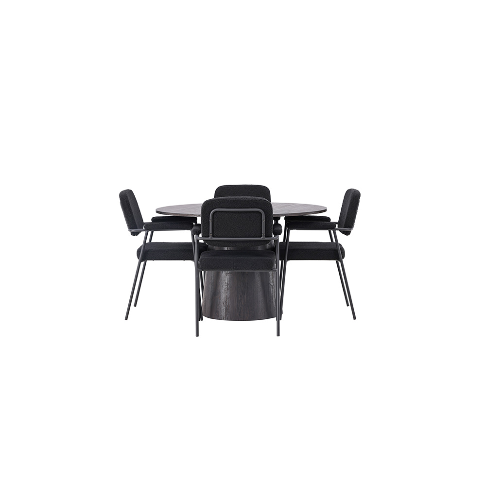 Matgrupp Venture Home Lanzo Ø120 cm med 4 st Yesterday stolar