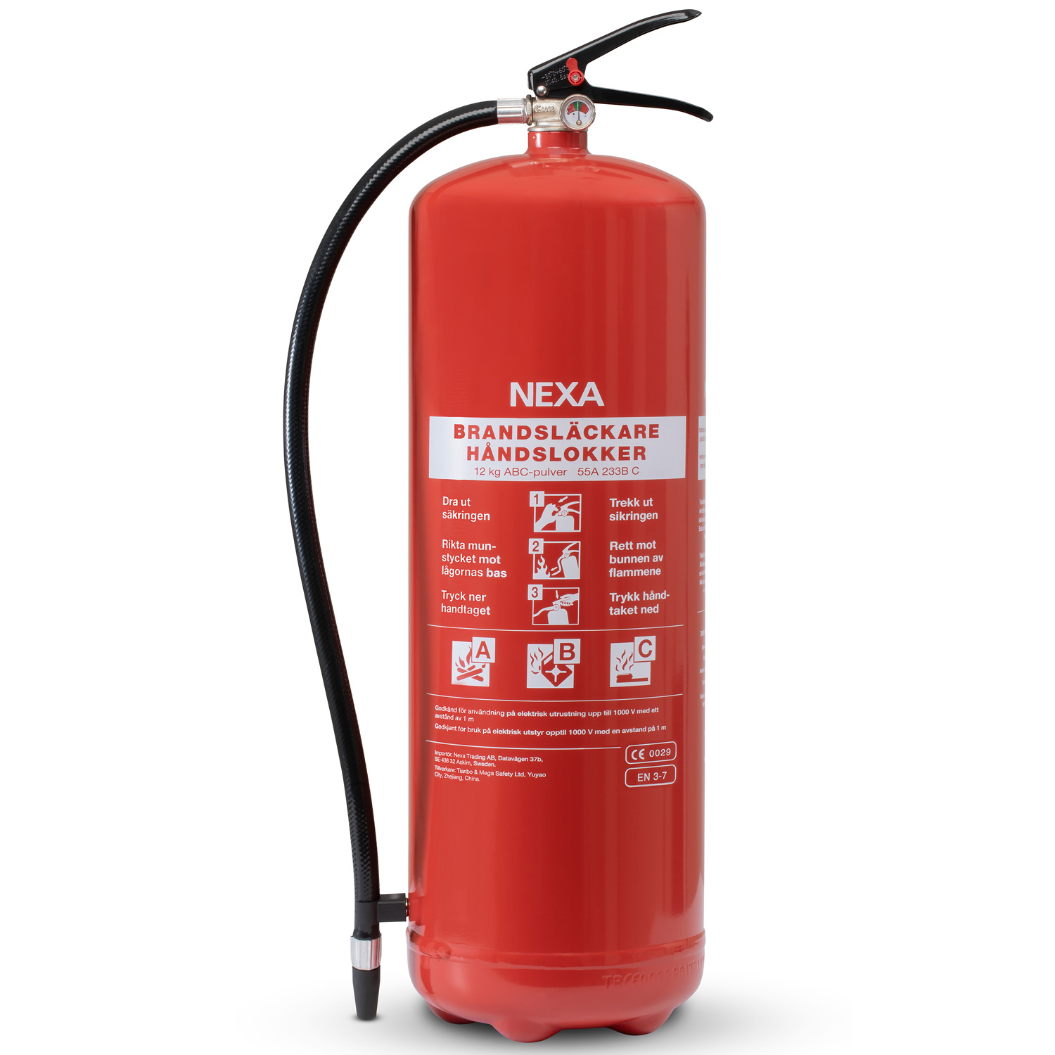 Brandsläckare Nexa Pulver Röd 12 kg 55A 233B C