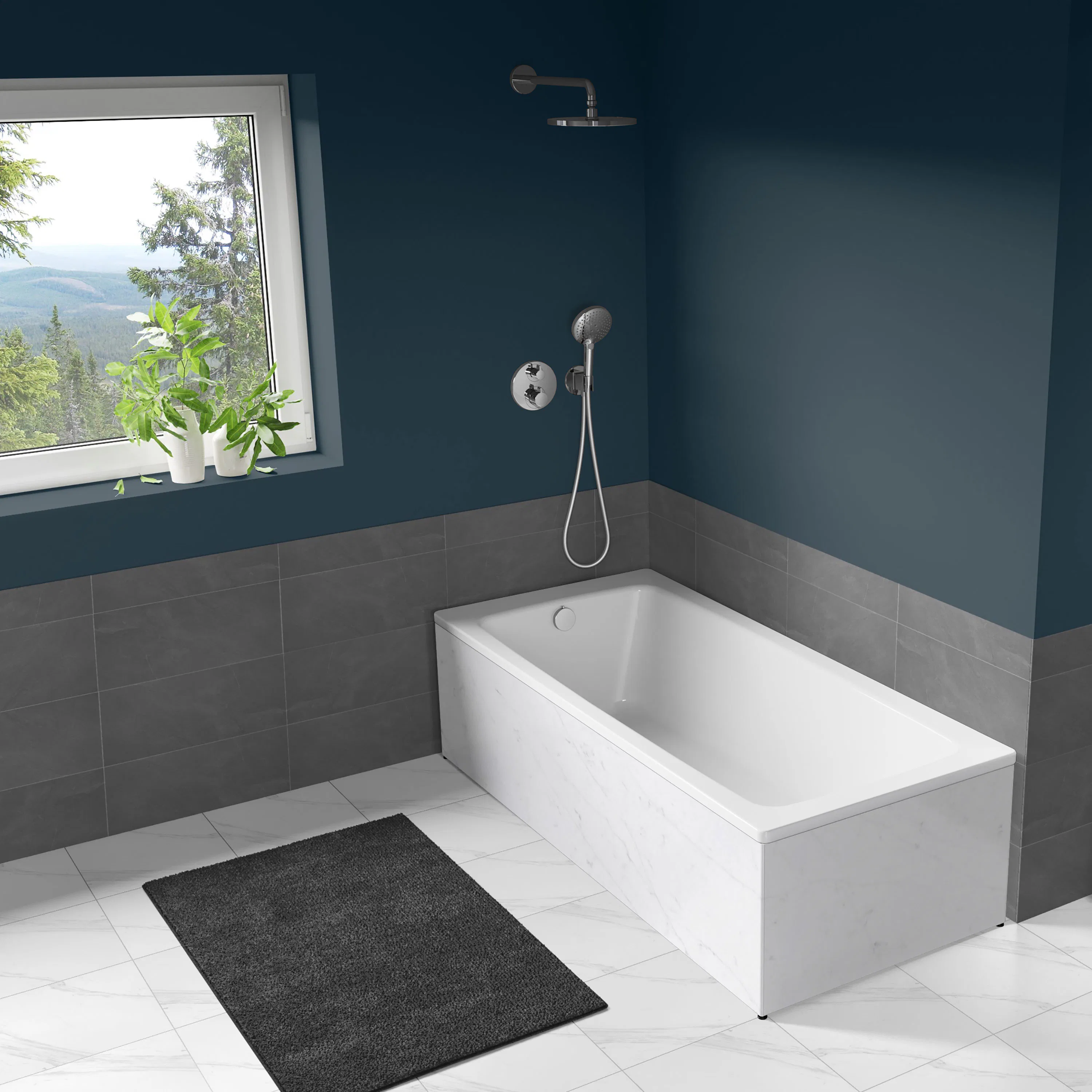 Badkar Cayono med Eternal Statuario front 1700 mm, Eternal Statuario