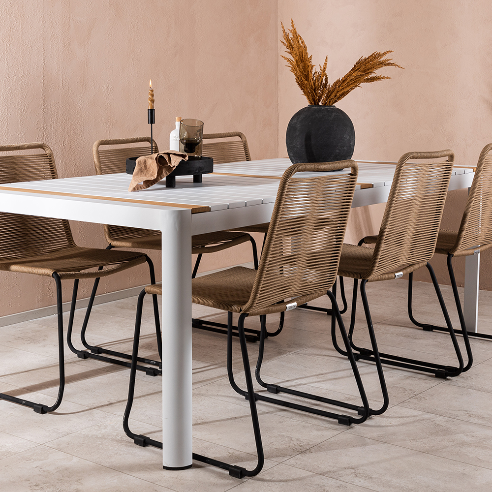 Matgrupp Utomhus Venture Home Togo 200x100 cm med 6 Lindos Trädgårdsstolar
