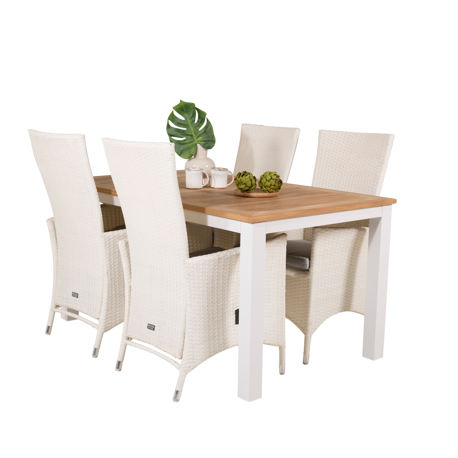 Panama Dining Table 152/210*90 - White Alu / Teak+Padova Arm Blanka Ben