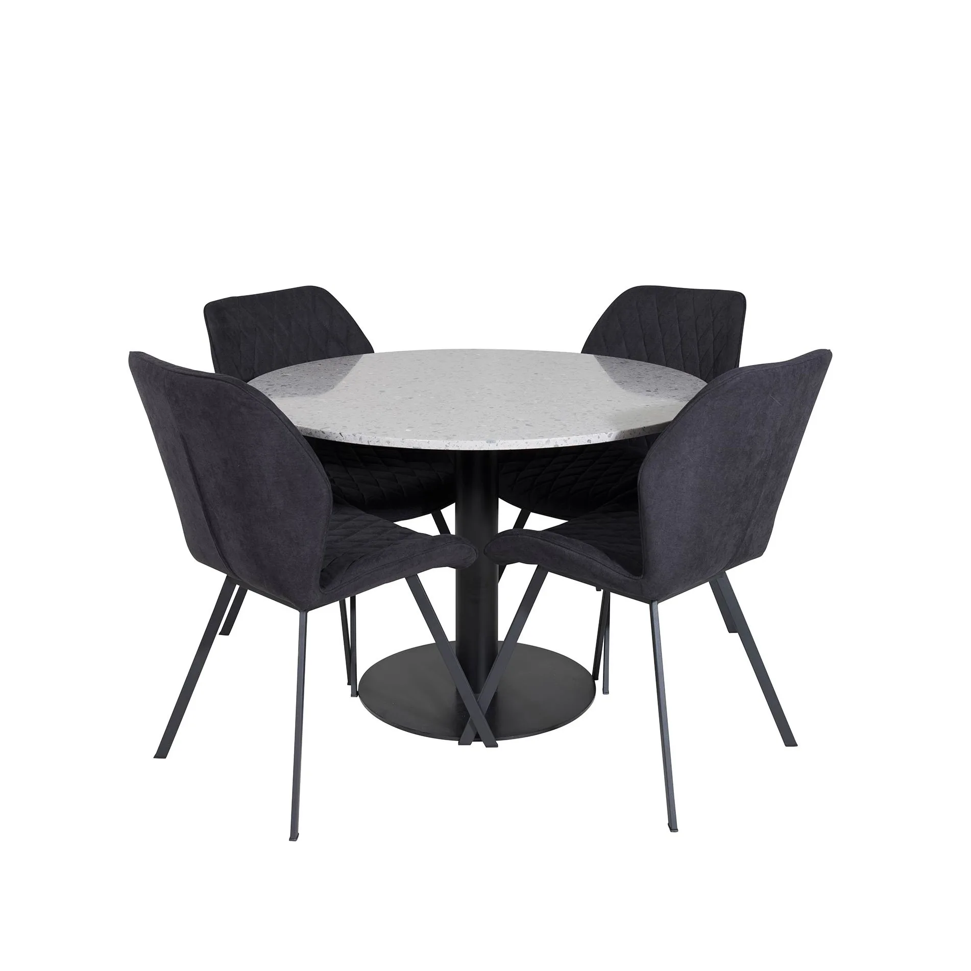 Razzia Table - Grey / Black+Gemma Chair - Black Fabric_4 Grå/Svart