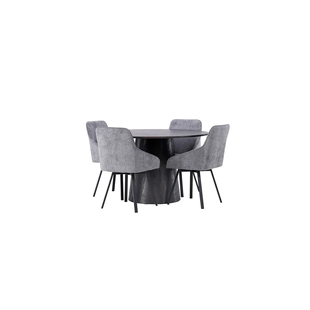 Matgrupp Venture Home Lanzo Ø120 cm med 4 st Rosie stolar