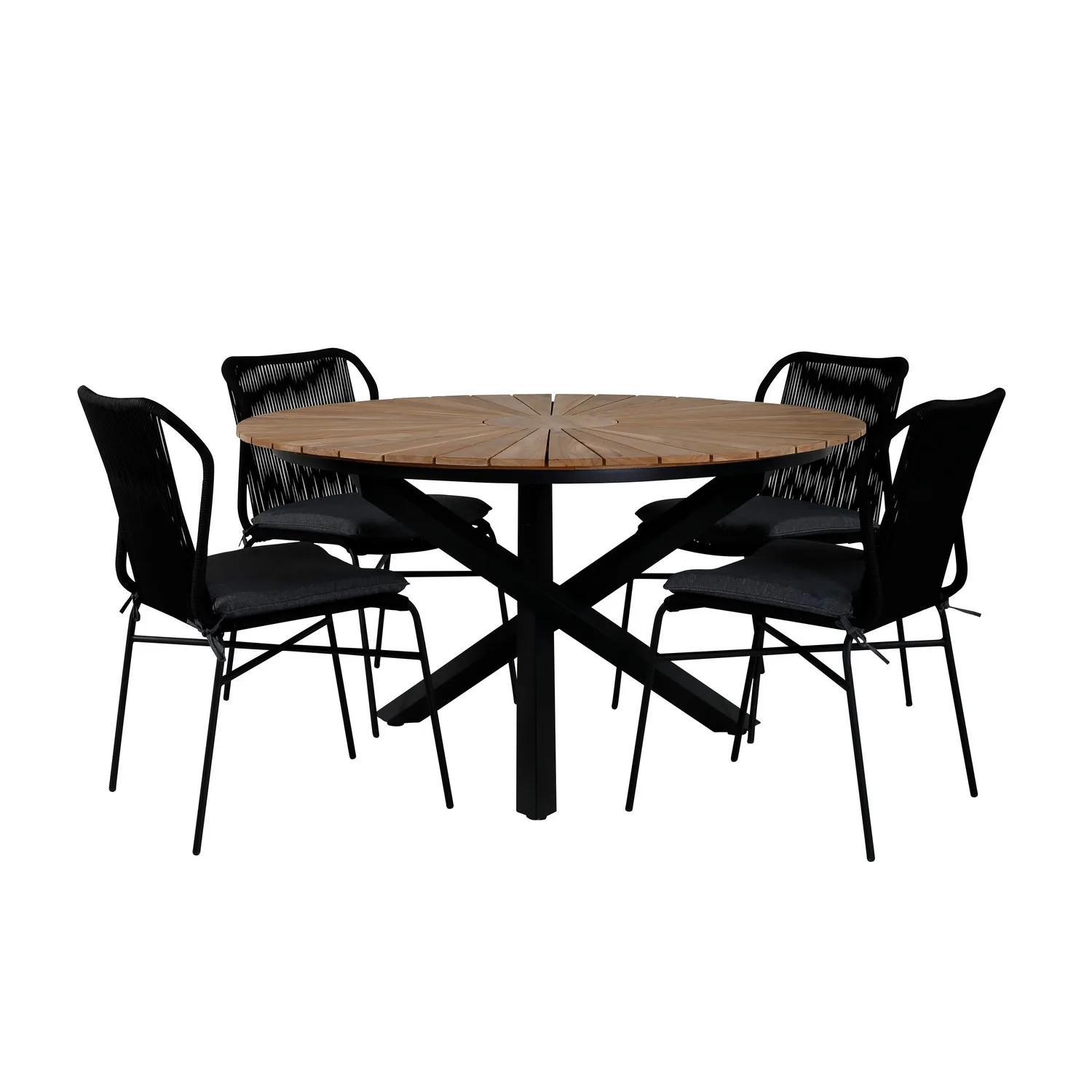 Matgrupp Venture Home Meya med 4 Jefferson Stapelbara Matstolar