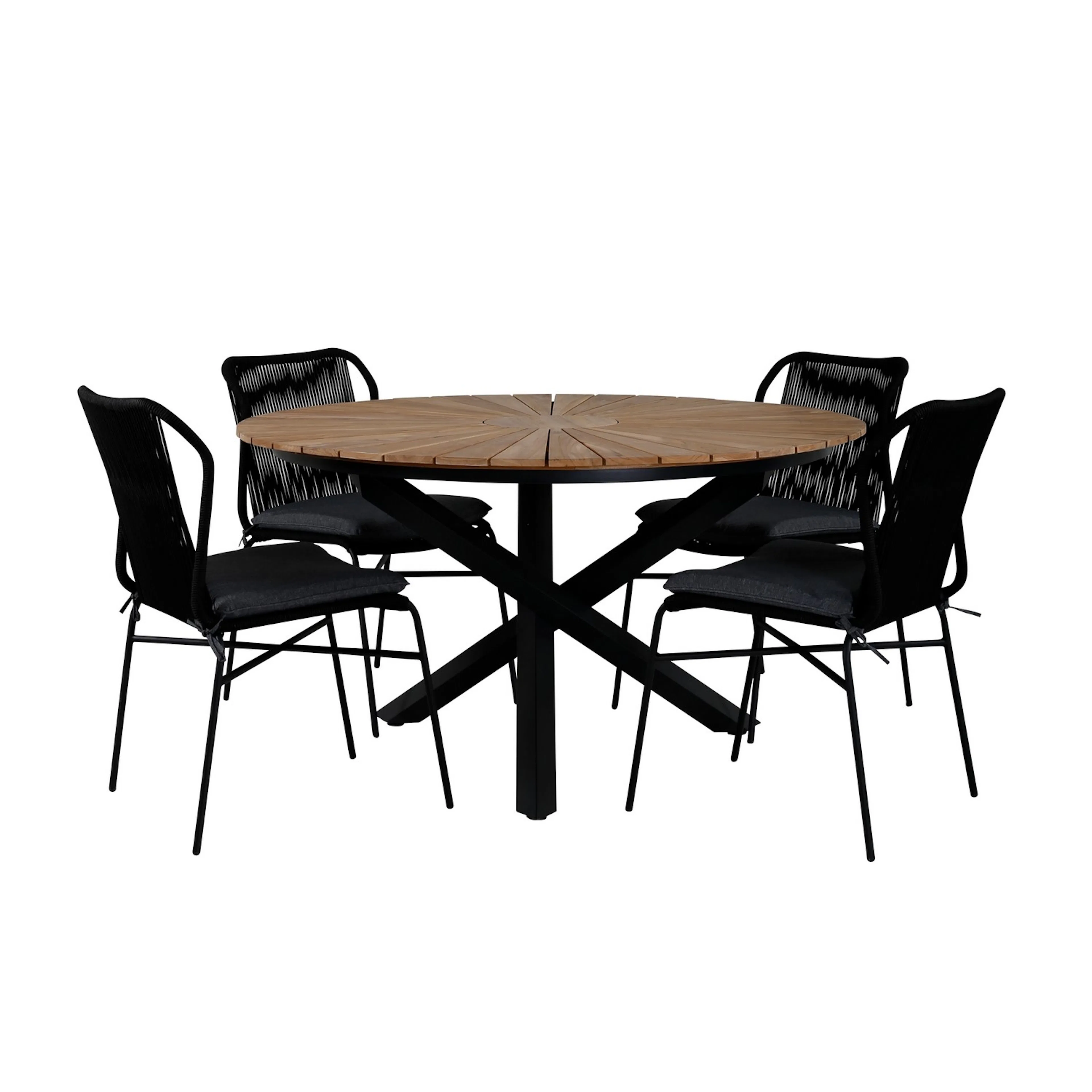 Matgrupp Venture Home Meya med 4 Jefferson Stapelbara Matstolar