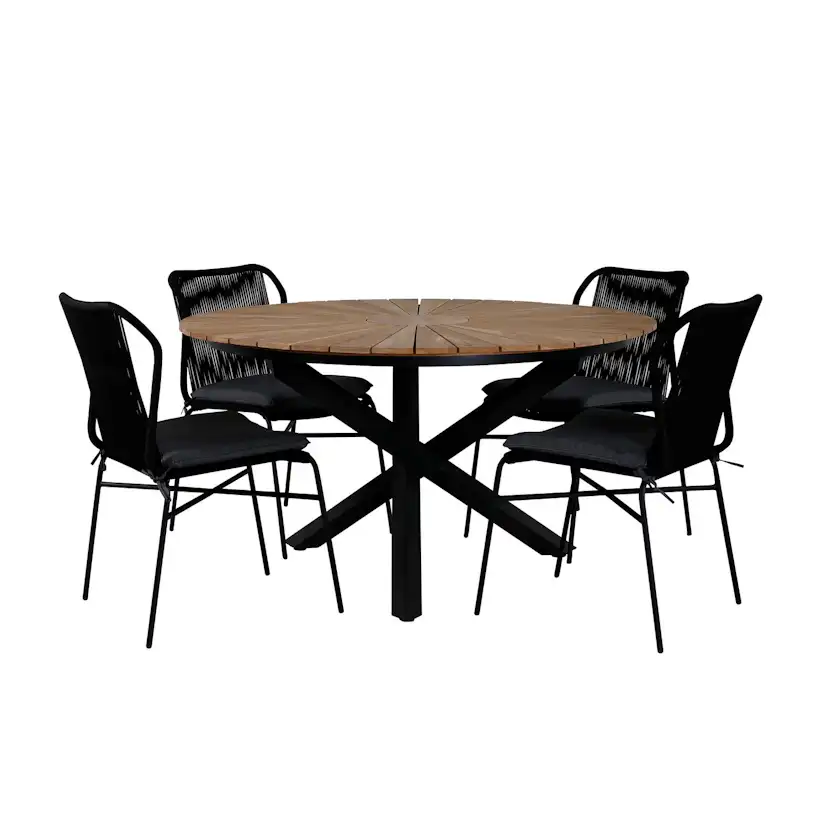 Matgrupp Venture Home Meya med 4 Jefferson Stapelbara Matstolar
