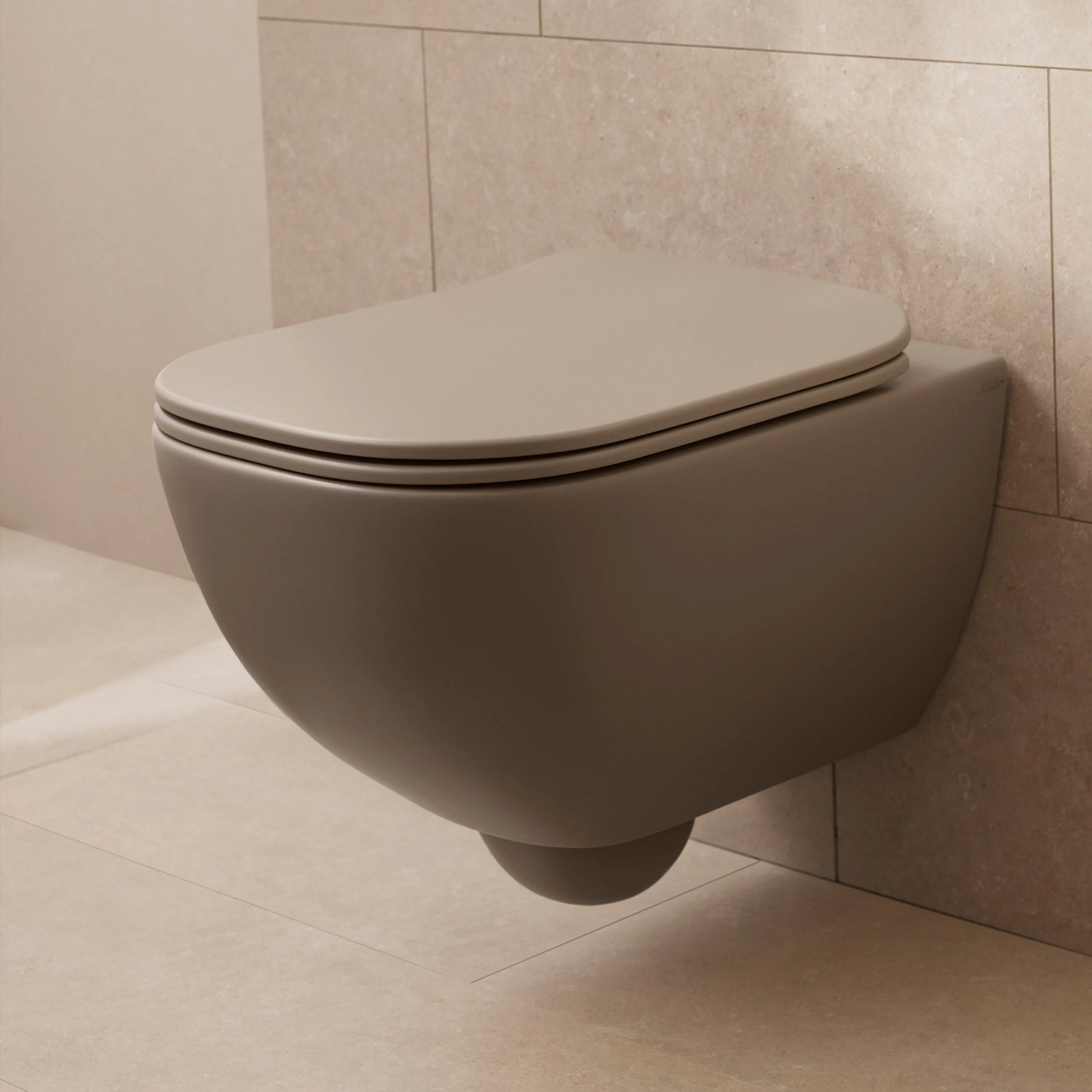Vägghängd WC Set Edge/Bloc Coffee Cream Coffee Cream