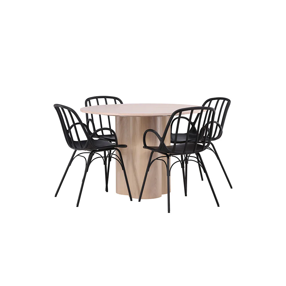 Matgrupp Venture Home Olivia Ø 110 cm med 4 Dyrön Stolar