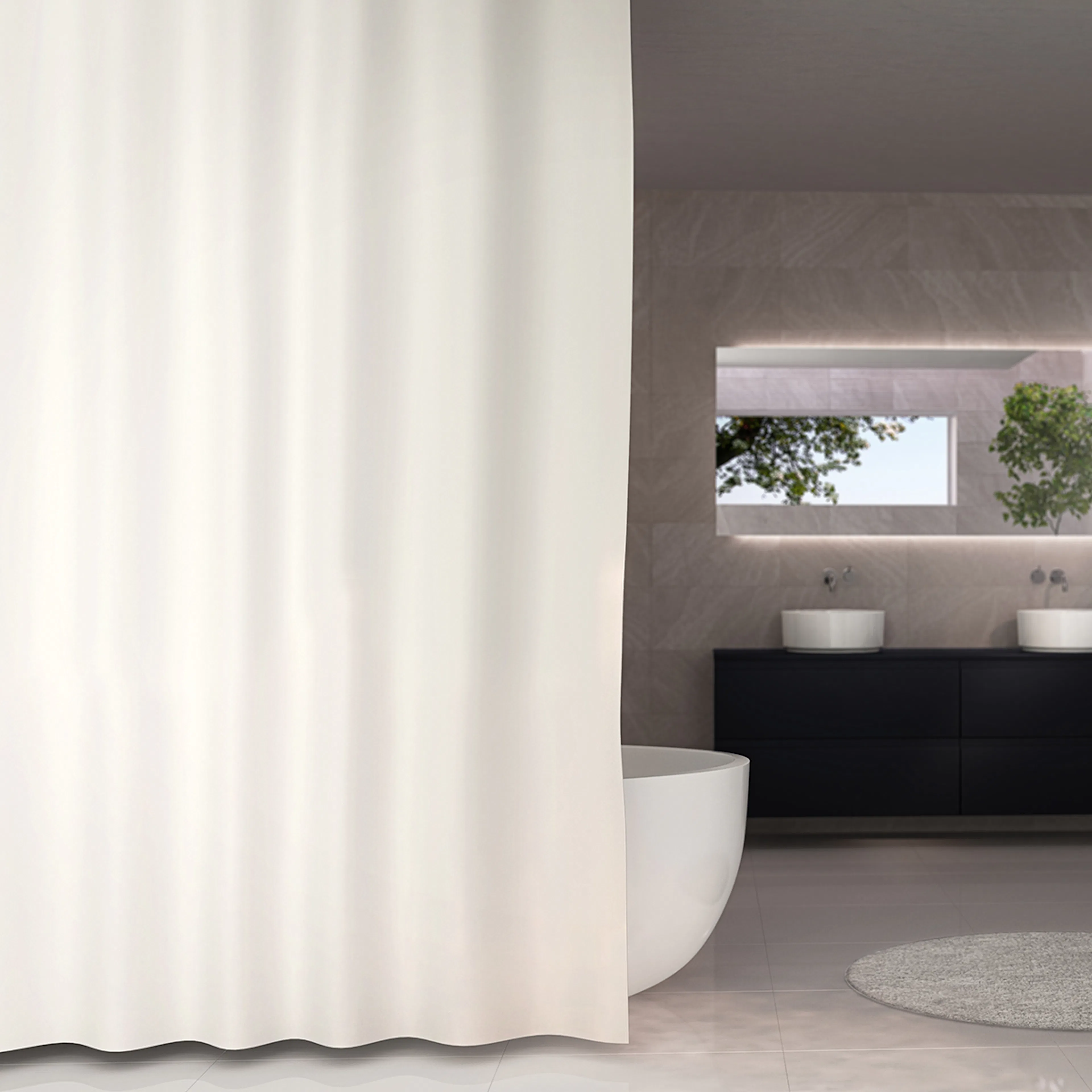 Duschdraperi Uni vit 180x200 180x200 cm