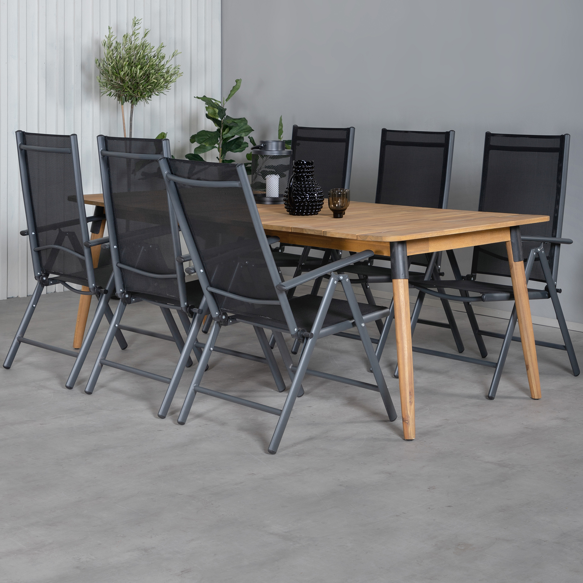 Matgrupp Utomhus Venture Home Julle med 6 Bend Trädgårdsstolar