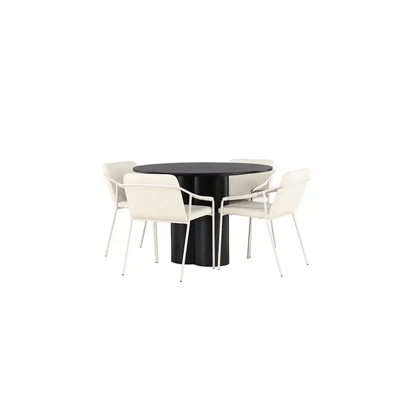 Matgrupp Venture Home Olivia Ø110 cm med 4 st Tvist stolar