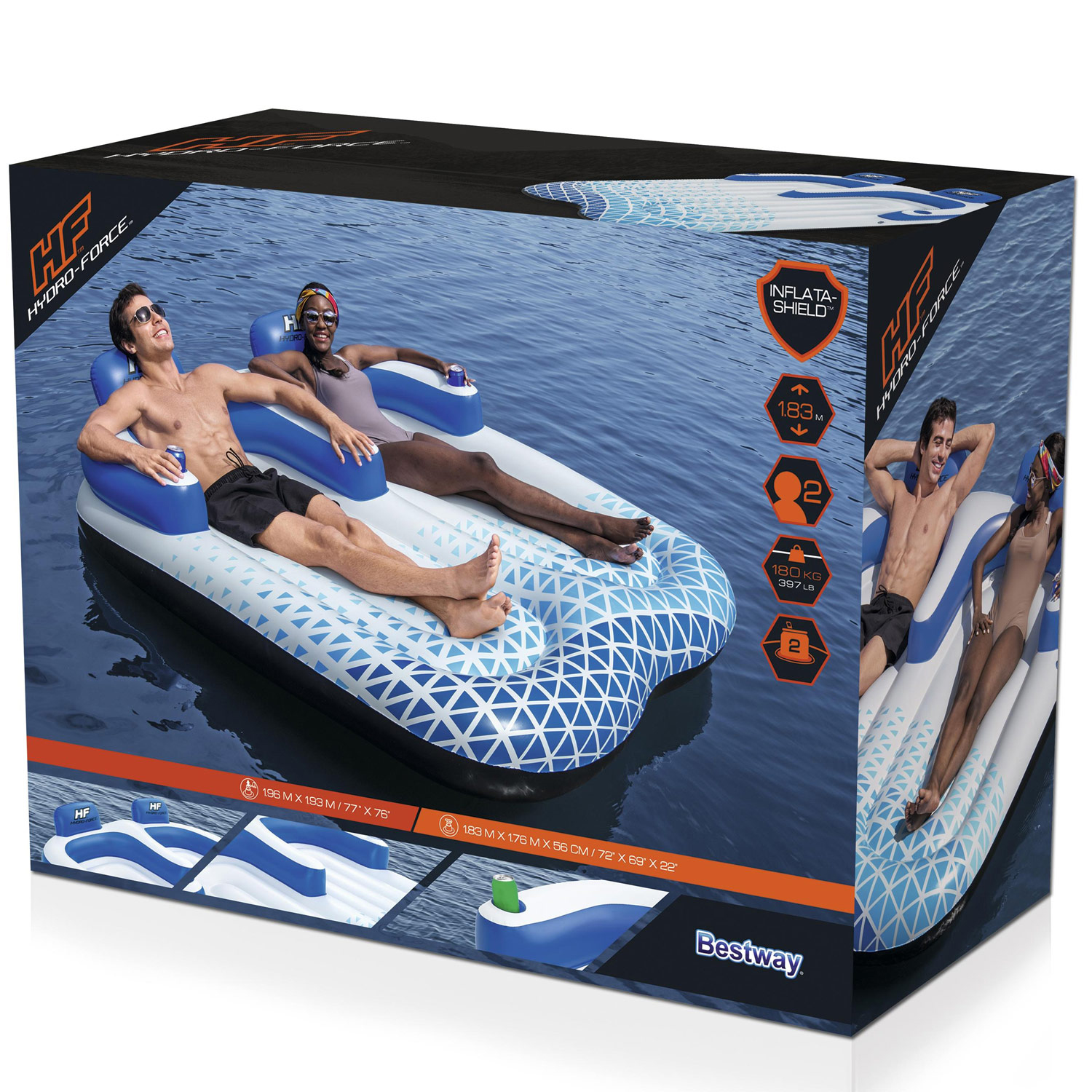 Badmadrass Bestway Hydro Force Indigo Wave Double Lounge 196 cm